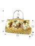 Beaded & Sequin Decor Evening Bag Kiss Lock Design for Party