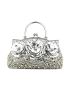 Sequin & Flower Decor Evening Bag Kiss Lock Design for Party