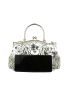 Sequin & Flower Decor Evening Bag Kiss Lock Design for Party