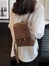 Mini Fashion Backpack Minimalist Brown With Adjustable Strap