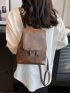 Mini Fashion Backpack Minimalist Brown With Adjustable Strap