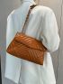 New Brown Quilted Zippered Shoulder Strap Women's Fashion Shoulder Bag Oblique Shoulder Bag