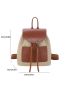 Small Flap Backpack Buckle Decor Drawstring Design