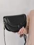 Small Flap Saddle Bag Solid Black PU