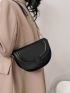 Small Flap Saddle Bag Solid Black PU