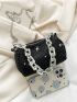 Mini Evening Bag Rhinestone Decor Chain Strap