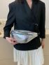 Large Fanny Pack Geometric Embossed Metallic PU Funky