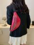 Large Fanny Pack Geometric Embossed Neon Pink PU Funky