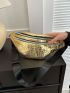 Large Fanny Pack Geometric Embossed Metallic PU Funky