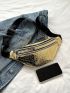 Large Fanny Pack Geometric Embossed Metallic PU Funky