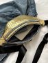 Large Fanny Pack Geometric Embossed Metallic PU Funky