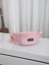 Letter Patch Decor Fanny Pack Pink