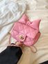 Mini Flap Novelty Bag Quilted Pattern Bow Decor Turn Lock