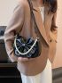 Small Shoulder Bag Bow & Pearl Decor PU