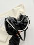 Small Shoulder Bag Bow & Pearl Decor PU