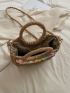 Small Straw Bag Paper Flower Decor