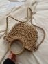 Small Straw Bag Paper Flower Decor