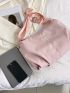 Letter Patch Decor Hobo Bag Pink Oversized Preppy