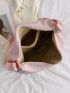 Letter Patch Decor Hobo Bag Pink Oversized Preppy