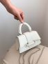 Mini Square Bag Fashionable Litchi Embossed Flap Top Handle Flap Chain PU