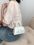 Mini Square Bag Fashionable Litchi Embossed Flap Top Handle Flap Chain PU