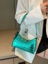 Crocodile Embossed Baguette Bag Metallic Green