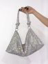 Rhinestone Decor Hobo Bag Glamorous For Party