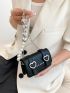 Crocodile Embossed Square Bag Faux Pearl Beaded Mini