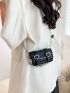 Crocodile Embossed Square Bag Faux Pearl Beaded Mini