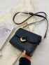 Minimalist Square Bag Mini Flap Black