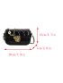 Quilted Square Bag Mini Flap Metal Decor Black