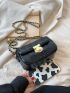 Quilted Square Bag Mini Flap Metal Decor Black