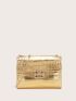 Metallic Square Bag Crocodile Embossed Flap Mini Funky