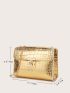 Metallic Square Bag Crocodile Embossed Flap Mini Funky