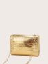 Metallic Square Bag Crocodile Embossed Flap Mini Funky