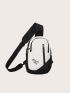 Letter Graphic Sling Bag With Bag Charm Unisex