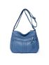 Minimalist Hobo Bag Medium Multi-Zipper Blue