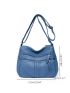 Minimalist Hobo Bag Medium Multi-Zipper Blue