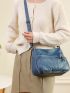 Minimalist Hobo Bag Medium Multi-Zipper Blue