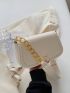 Letter Graphic Saddle Bag Mini Beige