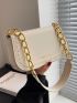 Letter Graphic Saddle Bag Mini Beige