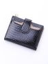 Genuine Leather Crocodile Embossed Small Wallet Funky Snap Button