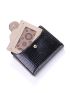 Genuine Leather Crocodile Embossed Small Wallet Funky Snap Button