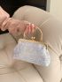 Sequin Decor Square Bag Small Kiss Lock For Party