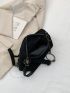 Minimalist Hobo Bag Chain Decor Medium Black