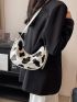 Cow Print Hobo Bag Medium Adjustable Strap Preppy