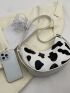 Cow Print Hobo Bag Medium Adjustable Strap Preppy