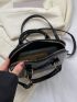 Crocodile Embossed Dome Bag Double Handle Black Elegant