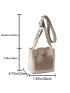 Colorblock Bucket Bag Mini Snap Button Beige