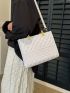 Quilted Square Bag Double Handle Medium White